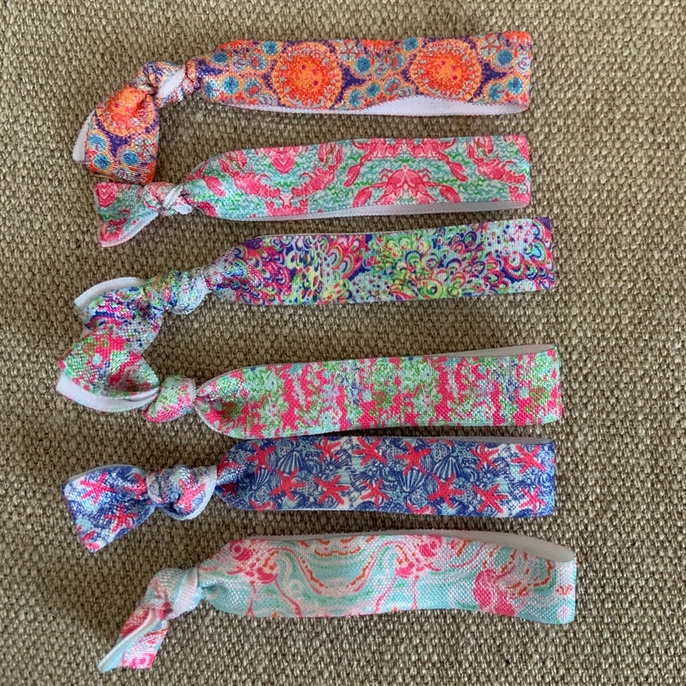 6 Lilly Pulitzer Print Elastic Hair Ties